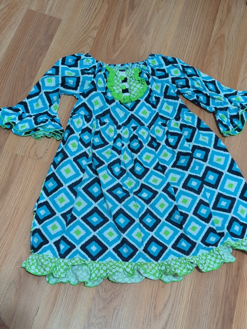 Blue & Green Geometric Tunic Dress